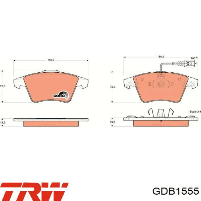 Колодки TRW GDB1555 цена, от 48.70 USD