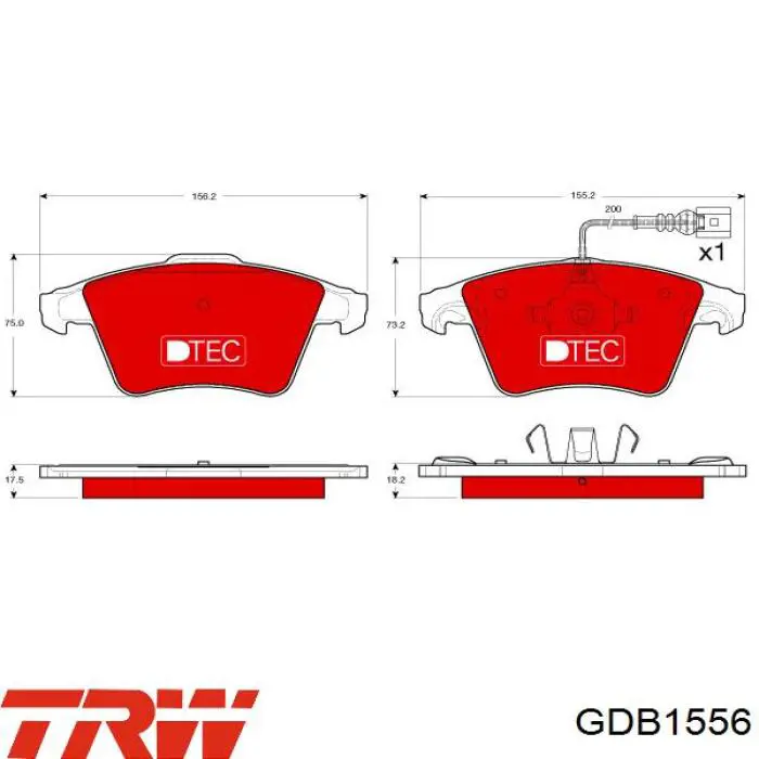 Купить GDB1556 TRW Колодки тормозные