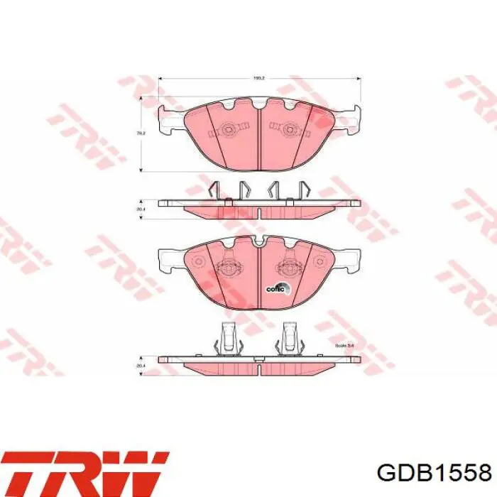 Pastillas delanteras GDB1558 TRW