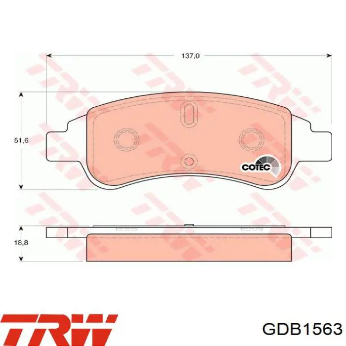 Купить GDB1563 TRW Колодки тормозные