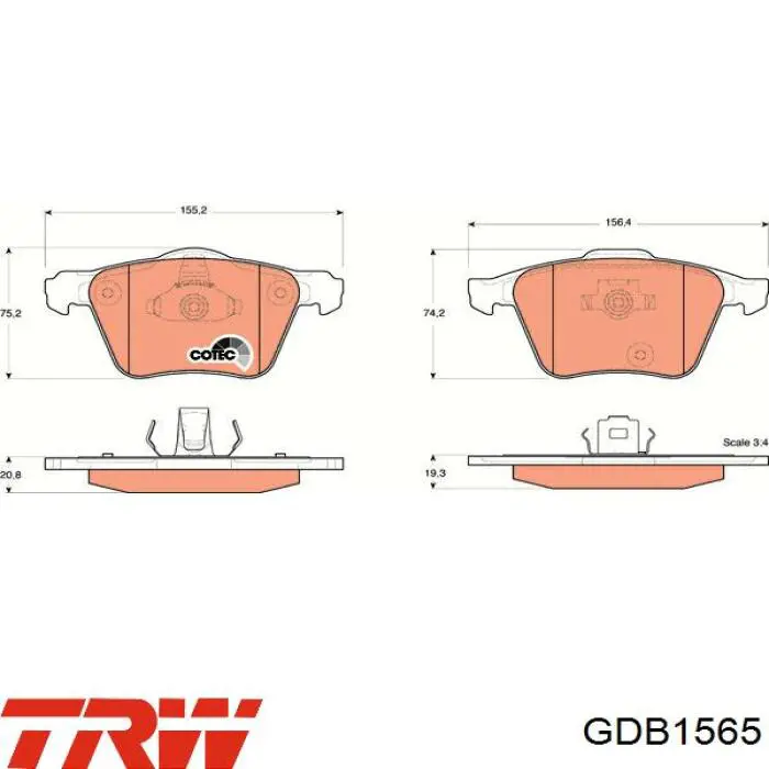 Передние тормозные колодки GDB1565 TRW