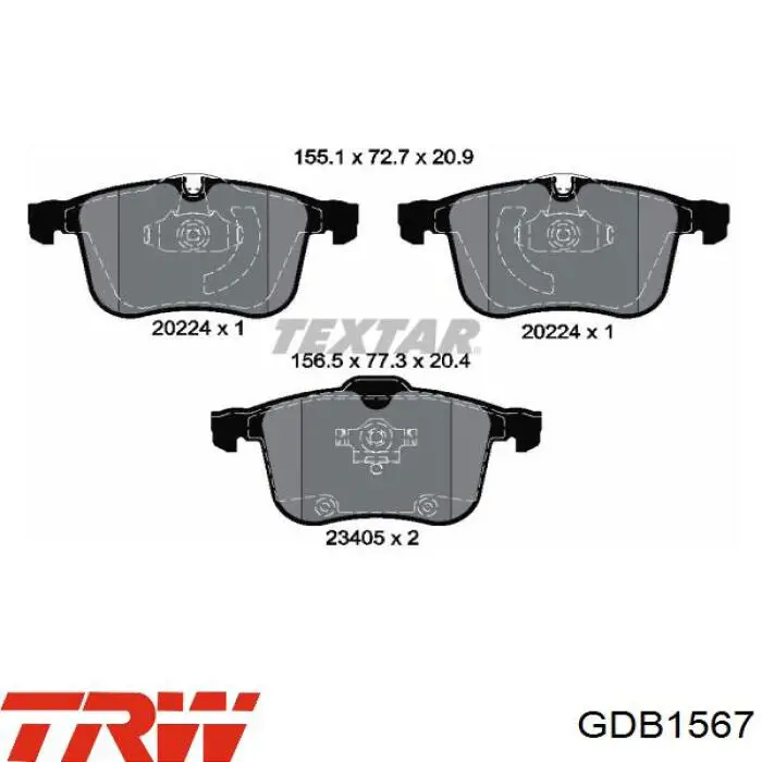 Купить GDB1567 TRW Колодки тормозные