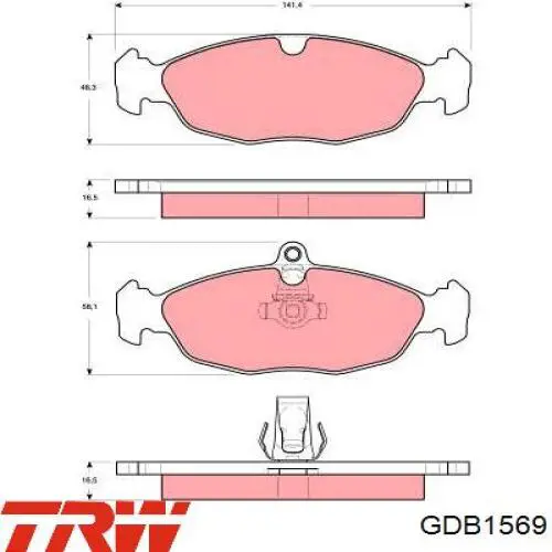 Задние тормозные колодки GDB1569 TRW