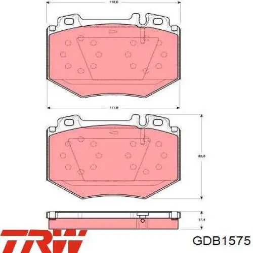 Передние тормозные колодки GDB1575 TRW