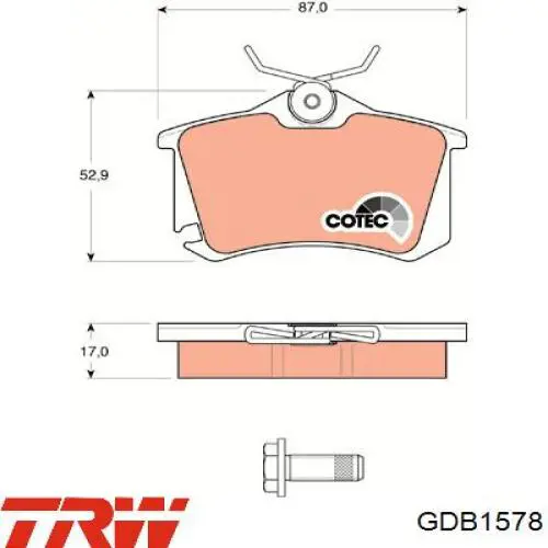 Купить GDB1578 TRW Колодки тормозные задние, дисковые