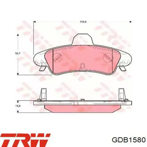 GDB1580 TRW колодки тормозные задние дисковые