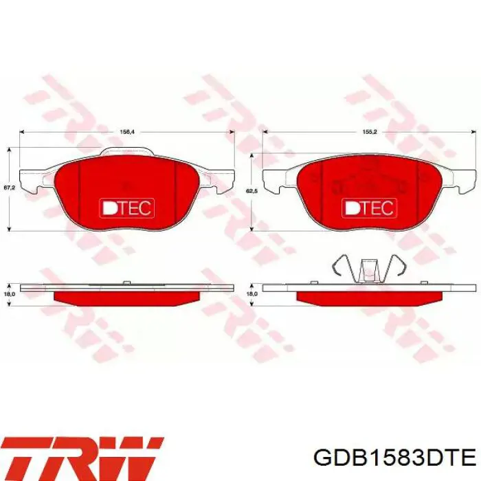 GDB1583DTE TRW колодки тормозные передние дисковые