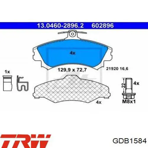 Передние тормозные колодки GDB1584 TRW