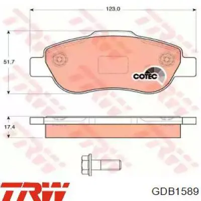 Передние тормозные колодки GDB1589 TRW