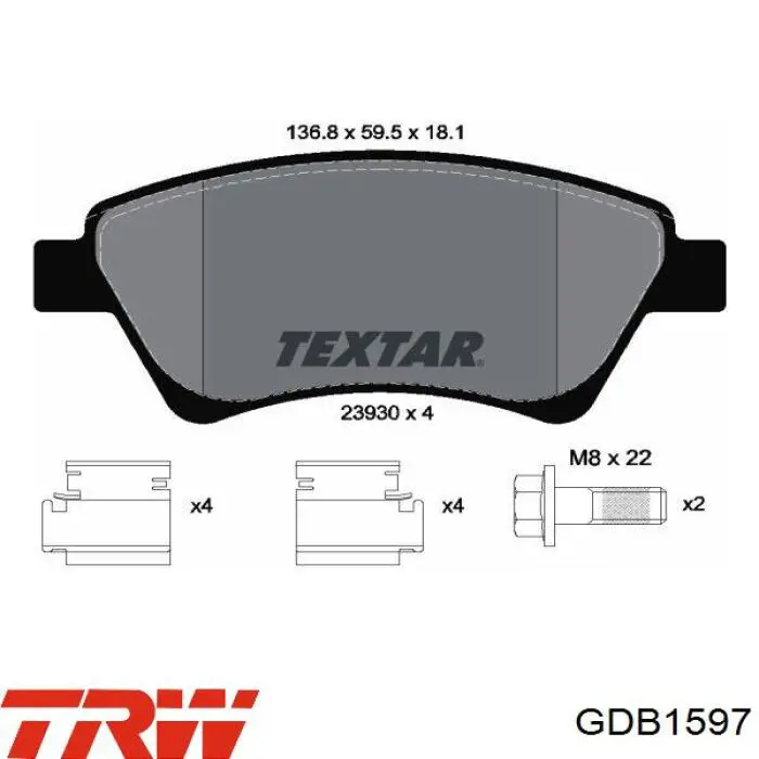Купить GDB1597 TRW Колодки тормозные
