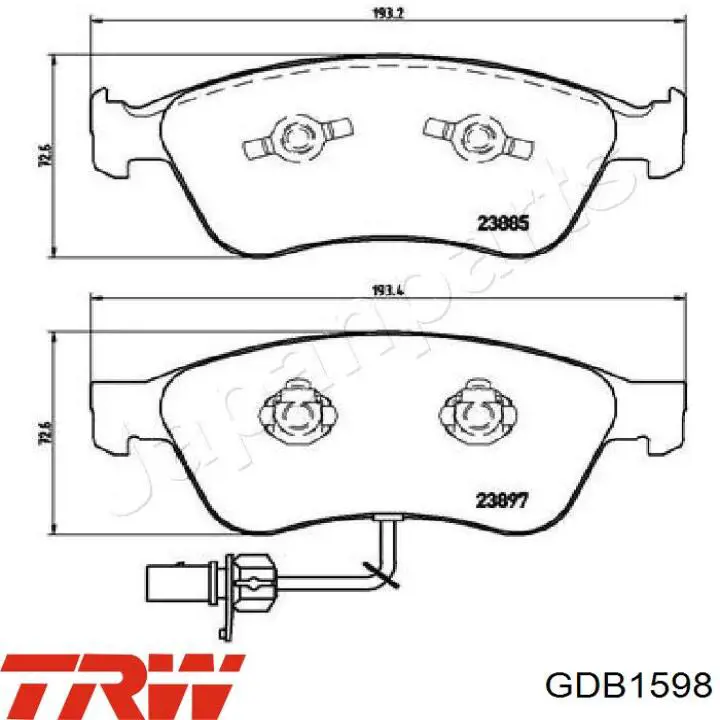 Купить GDB1598 TRW Колодки тормозные