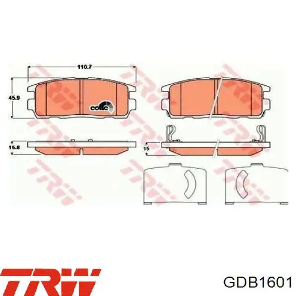Задние тормозные колодки GDB1601 TRW