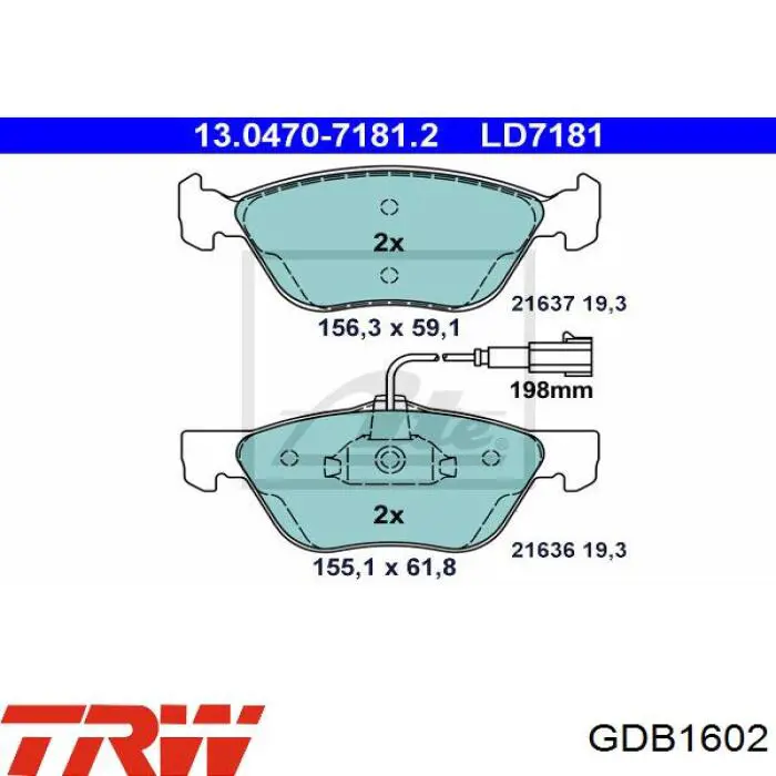 Тормозные колодки TRW GDB1602