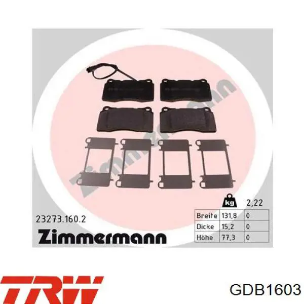 Колодки TRW GDB1603 цена, от 36.79 USD