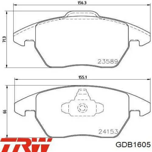 Передние тормозные колодки GDB1605 TRW
