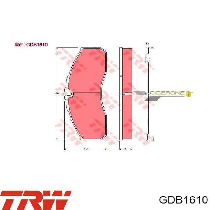 Передние тормозные колодки GDB1610 TRW