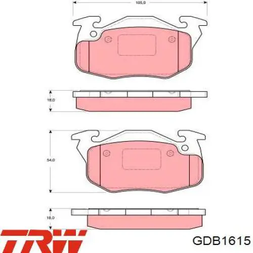 GDB1615 TRW Колодки передние