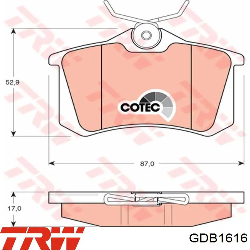Колодки TRW GDB1616 цена, от 51.34 USD