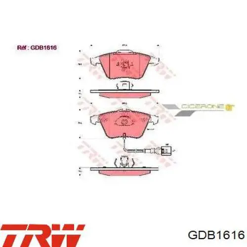 Передние тормозные колодки GDB1616 TRW