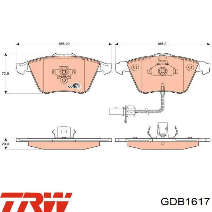 GDB1617 TRW колодки тормозные передние дисковые