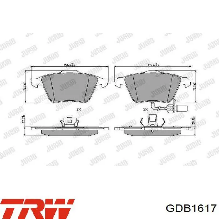 Передние тормозные колодки GDB1617 TRW
