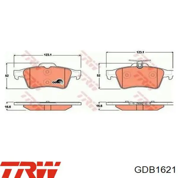 Купить GDB1621 TRW Колодки тормозные задние, дисковые