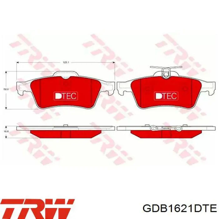 GDB1621DTE TRW колодки тормозные задние дисковые