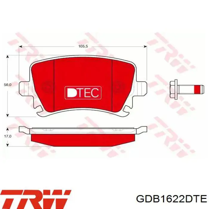 GDB1622DTE TRW колодки тормозные задние дисковые