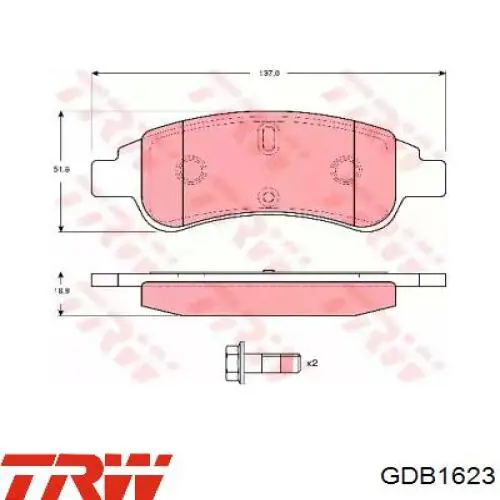 Передние тормозные колодки GDB1623 TRW