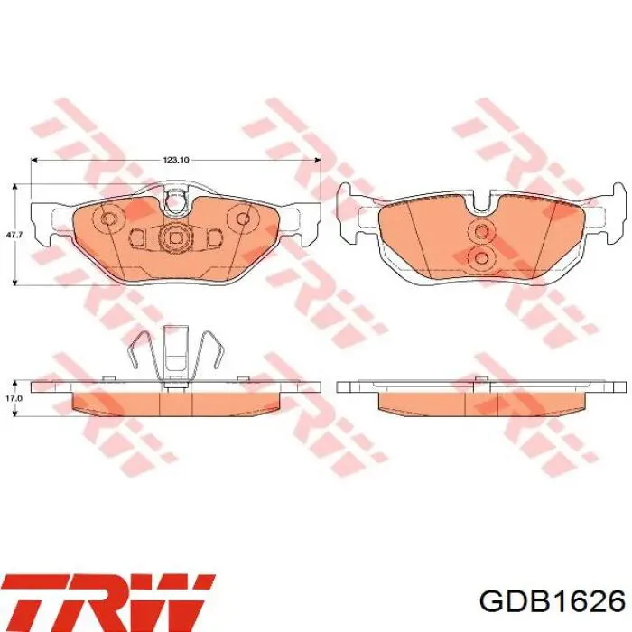 Задние тормозные колодки GDB1626 TRW