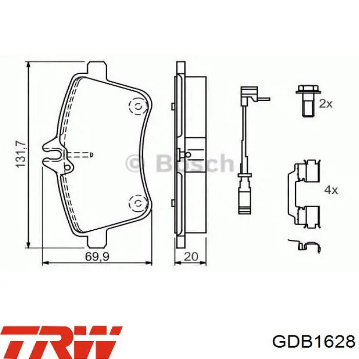 GDB1628 TRW Колодки передние