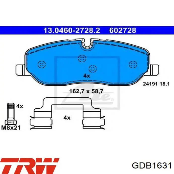 Передние тормозные колодки GDB1631 TRW