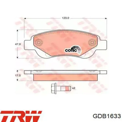 Колодки TRW GDB1633 цена, от 29.26 USD