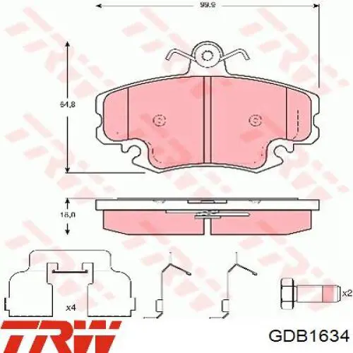 Передние тормозные колодки GDB1634 TRW