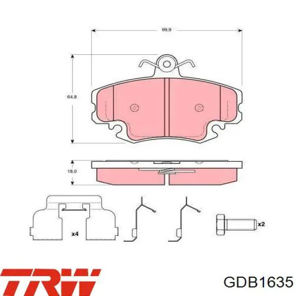 GDB1635 TRW колодки тормозные передние дисковые