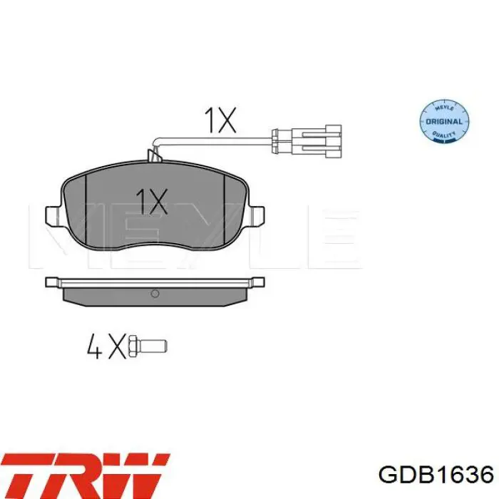 Купить GDB1636 TRW Колодки тормозные