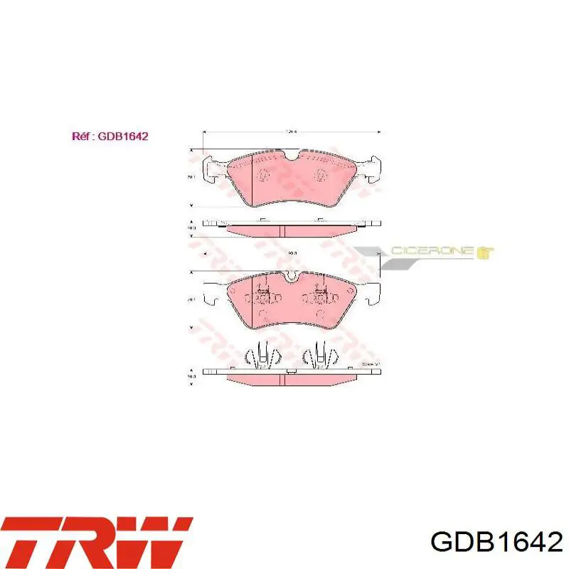 Колодки гальмівні передні, дискові GDB1642 TRW