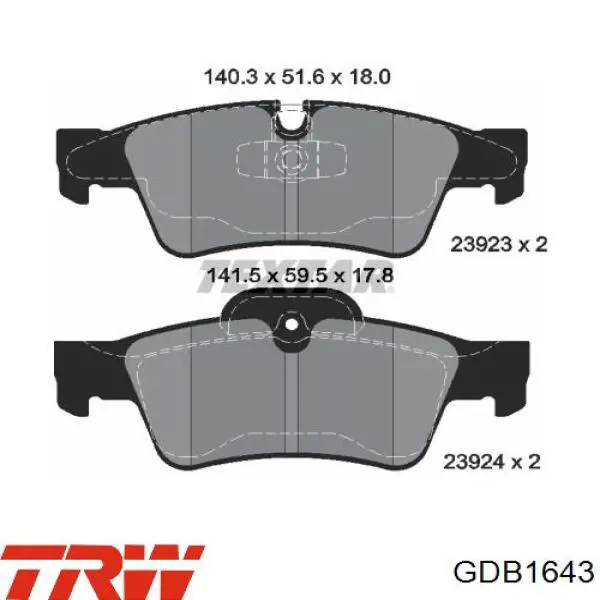 Купить GDB1643 TRW Колодки тормозные задние, дисковые