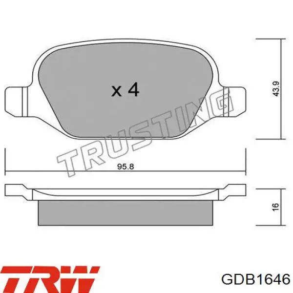 Купить GDB1646 TRW Колодки тормозные задние, дисковые