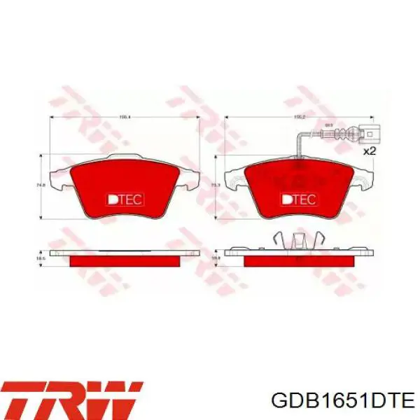 Передние тормозные колодки GDB1651DTE TRW