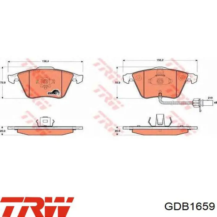 Передние тормозные колодки GDB1659 TRW