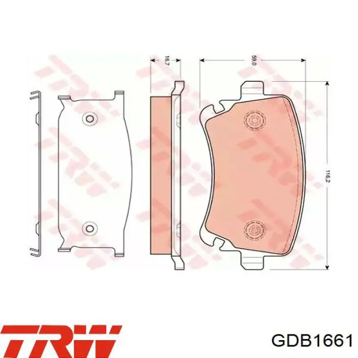GDB1661 TRW колодки тормозные задние дисковые