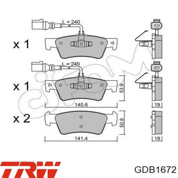 Задние дисковые колодки TRW GDB1672