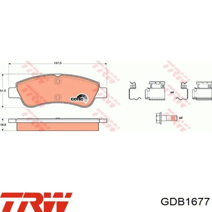 Купить GDB1677 TRW Колодки тормозные