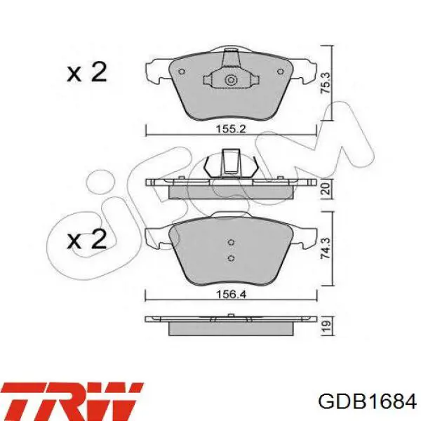 Колодки TRW GDB1684 цена, от 42.97 USD