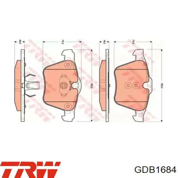 Купить GDB1684 TRW Колодки тормозные