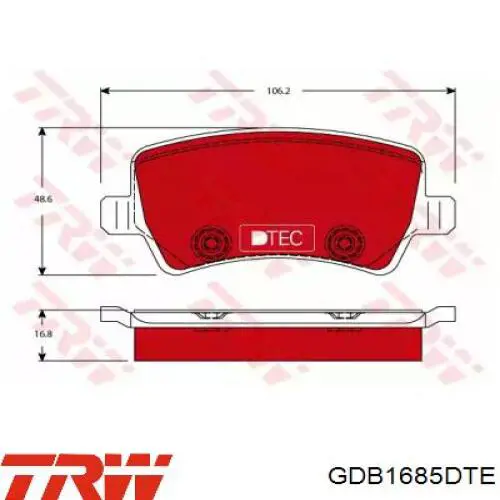 Задние тормозные колодки GDB1685DTE TRW