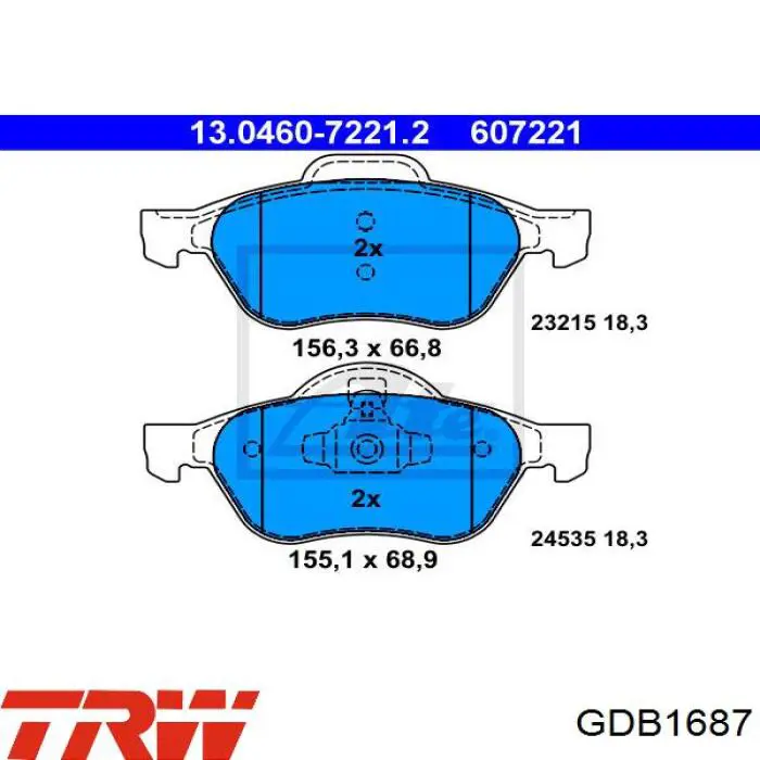 GDB1687 TRW Колодки передние