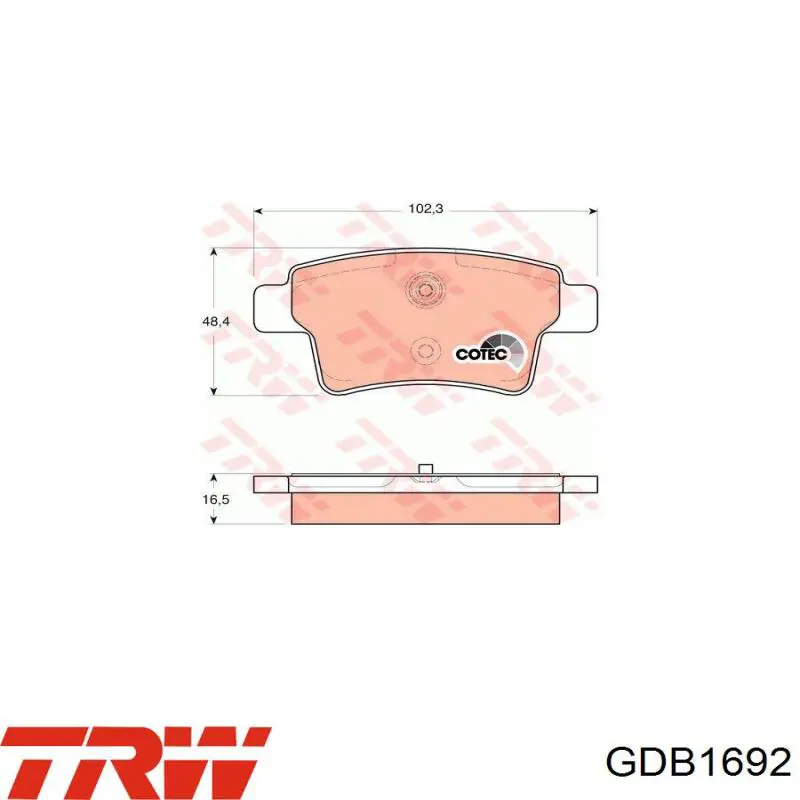 GDB1692 TRW Колодки тормозные дисковые комплект