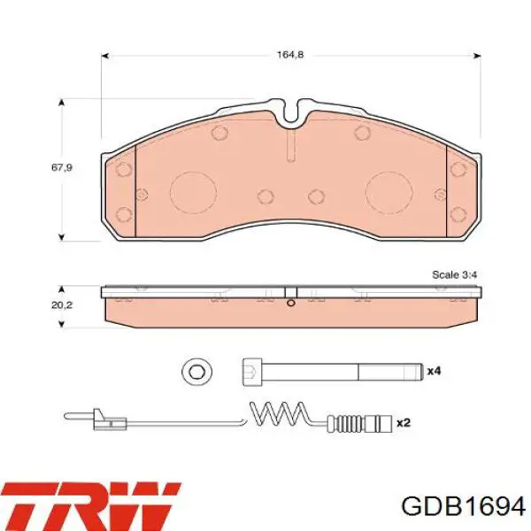 Передние тормозные колодки GDB1694 TRW